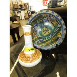 Crackle glazed vase & Spanish Bowl