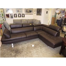 NEW - 3 Piece Brown Leather Sectional