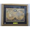 Image 1 : 1980's Gold foil map - framed
