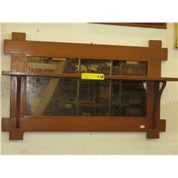 Vintage pine "Arts & Crafts" style mirror shelf