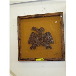 Framed Native wood carving