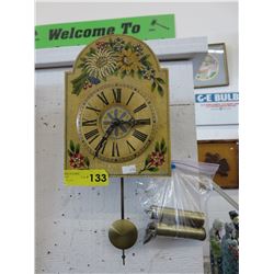 Wood pendulum wall clock w/ weights