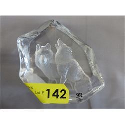 Swedish crystal wolf sculpture by Mats Jonasson
