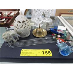 Glass, stone & brass collectibles