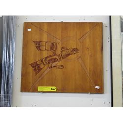 1987 First Nations carved wood plaque