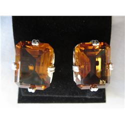 Brand New 35.18 Carat Emerald Cut Citrine Earrings