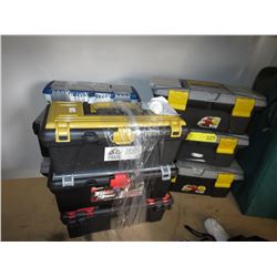 9 Small plastic tool boxes - used