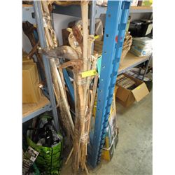 3 Bundles of unfinished folk art walking sticks