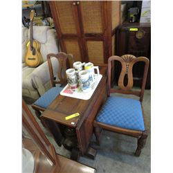 Vintage English Oak drop leaf table & 2 chairs
