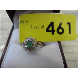 14KT Gold Emerald & Diamond cluster ring