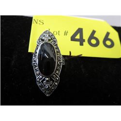 Sterling Silver Onyx & Marcasite ring