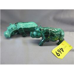 2 Malachite hippos