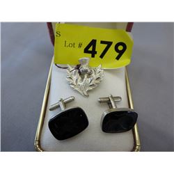 Vintage sterling pin & cufflinks