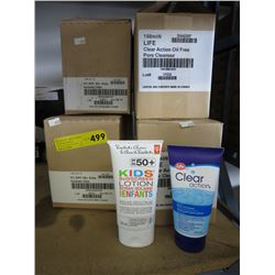 Boxes of sunscreen lotion & pore cleanser