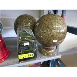 Ceramic gazing balls & glass trinket boxes