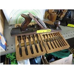Vintage cast metal planer & drill bits