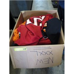 Large box of XXL & XXXL jerseys & hoodies