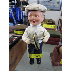 Vintage key wound clapping sailor doll