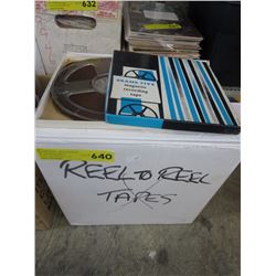 Box of vintage reel-to-reel tapes