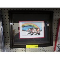 Framed Richard Shorty print "Rainbow Bear"