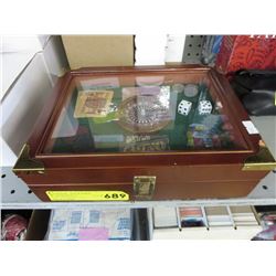 Poker set in wood box