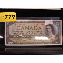 1954 Canadian $20 Bill in protective sleeve
