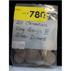 20 King George VI CDN Silver Dimes