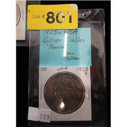 1923 s USA Silver Peace dollar