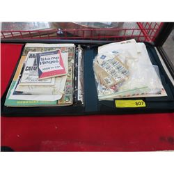 Binder of assorted stamps & postcards, etc.