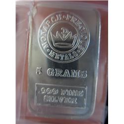 6 x .999 Fine Silver 5 Gram Investor's Bars