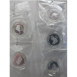5 x .999 Solid Silver 1 Gram Australia Mint coins