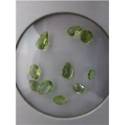 10 Pieces of assorted cut Peridot gemstones