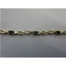 Blue Sapphire & Diamond bracelet - Marquise cut