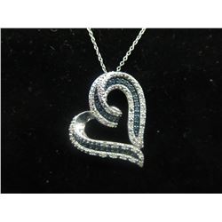 1/2 CT White & Blue Diamond Heart Necklace