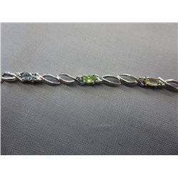 Multi gemstone & Diamond tennis bracelet