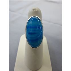 High polished Baby Blue Botswana Agate ring
