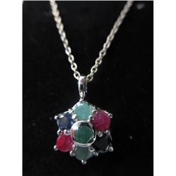 Estate  - Emerald, Ruby & Sapphire pendant
