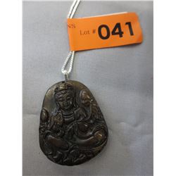 Sterling Silver Jade 195 CT Qun Yin Pendant Set
