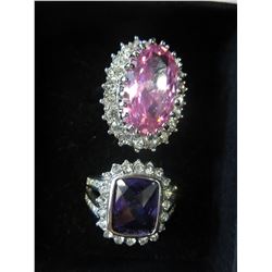 2 Coloured Crystal Estate rings