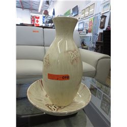 Large glazed ceramic vase & bowl
