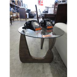 NEW - Round glass top side table