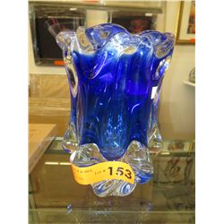 Art glass vase - clear to blue