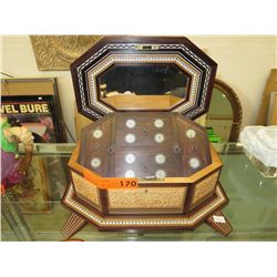 Carved & Inlaid wood jewelry chest