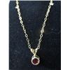 Image 1 : 14KT Yellow Gold Garnet Pendant & Chain