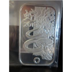 2013 Year of the Snake Silver Bar