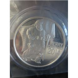 2014 Merry Christmas Santa & Pets Silver Round