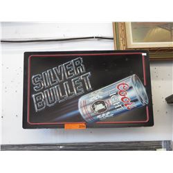 Illuminated Coors Silver Bullet sign