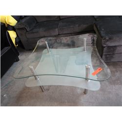Glass Top Coffee Table with Bottom Shelf