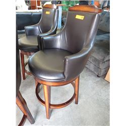 NEW - Leather swivel bar stool with solid back