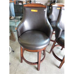 NEW - Leather swivel bar stool with solid back